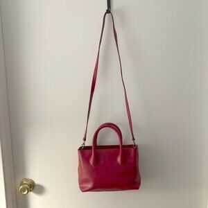 Furla Red crosshatch design Leather Bag Shoulder Strap with Silver hardware